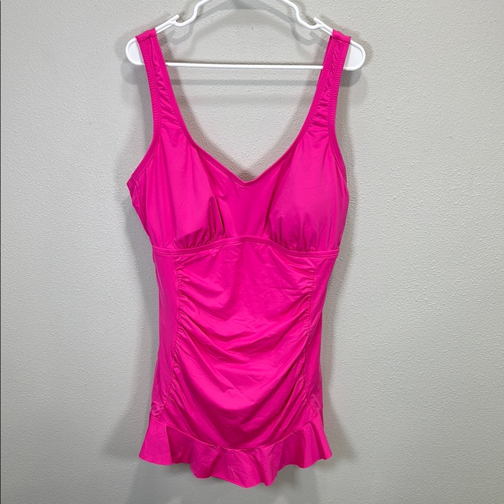 Kenneth Cole Reaction Pink swimsuit‎  with Ruched Detailing